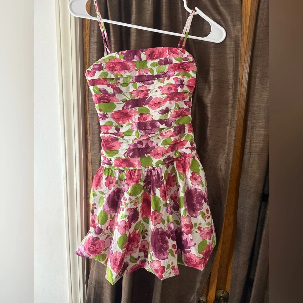 Wild Fable Floral Mini Dress Pink Purple Smocked Back Size Small